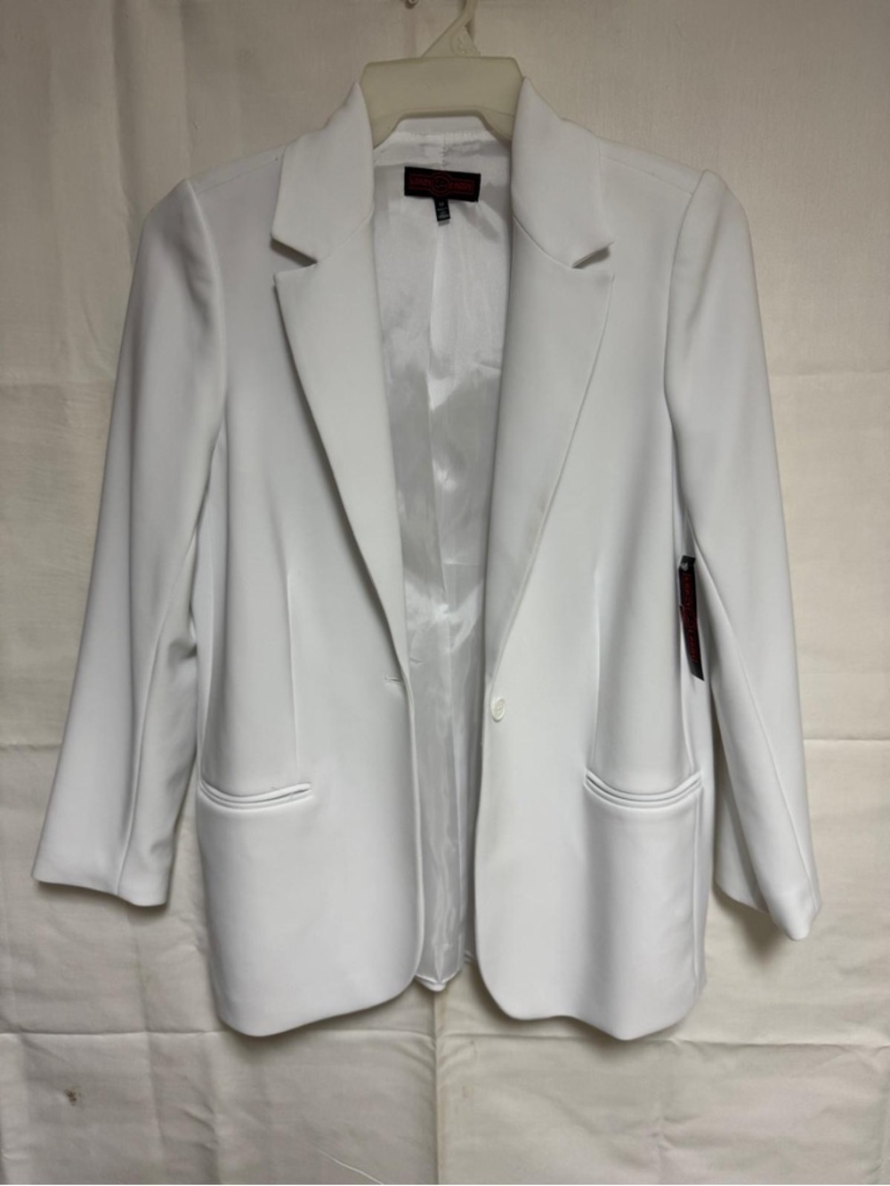 Women's White Single-Button Notch Lapel Blazer by Unknown Brand